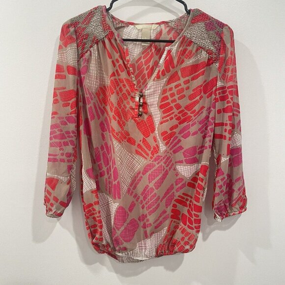 Banana Republic Tops - Banana Republic Gathered Waist & Arms Sheer 3/4 Sleeve Shirt Blouse Size Small S